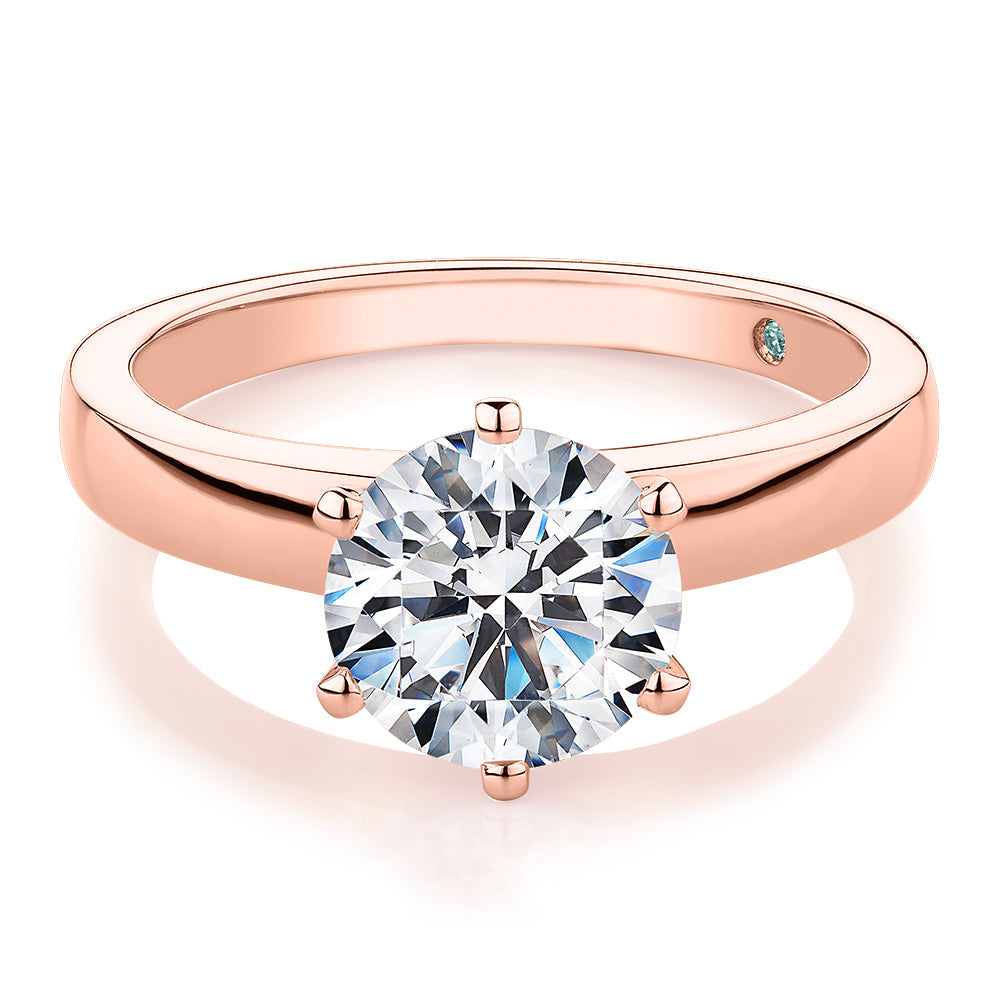 Premium Certified Lab-Grown Diamond, 2.00 carat round brilliant solitaire engagement ring in 14 carat rose gold