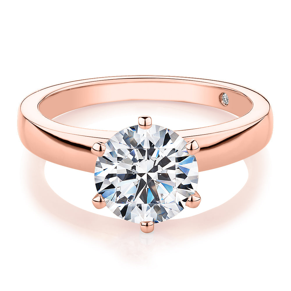 Signature Simulant Diamond 2.00 carat* round brilliant solitaire engagement ring in 10 carat rose gold