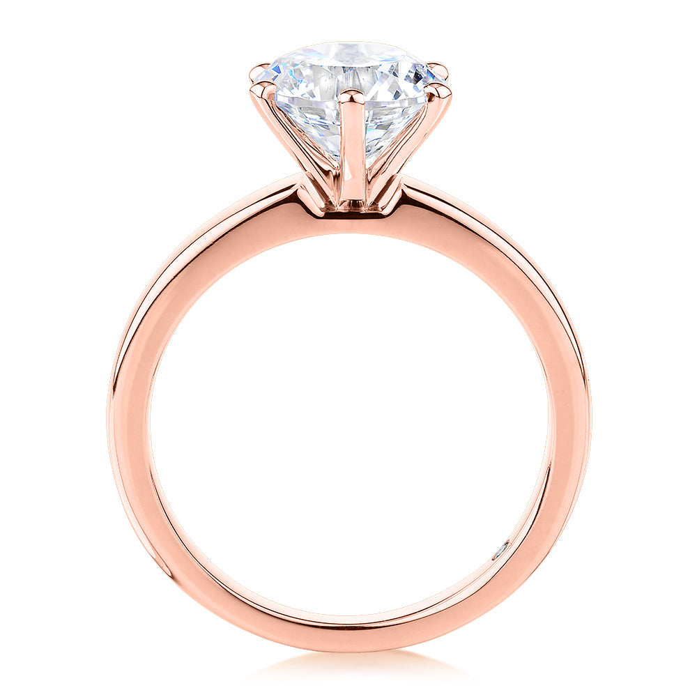 Signature Simulant Diamond 2.00 carat* round brilliant solitaire engagement ring in 10 carat rose gold