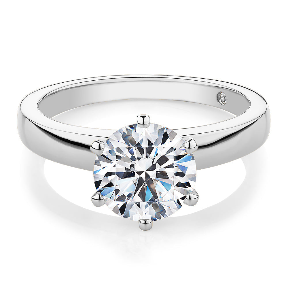 Signature Simulant Diamond 2.00 carat* round brilliant solitaire engagement ring in 10 carat white gold
