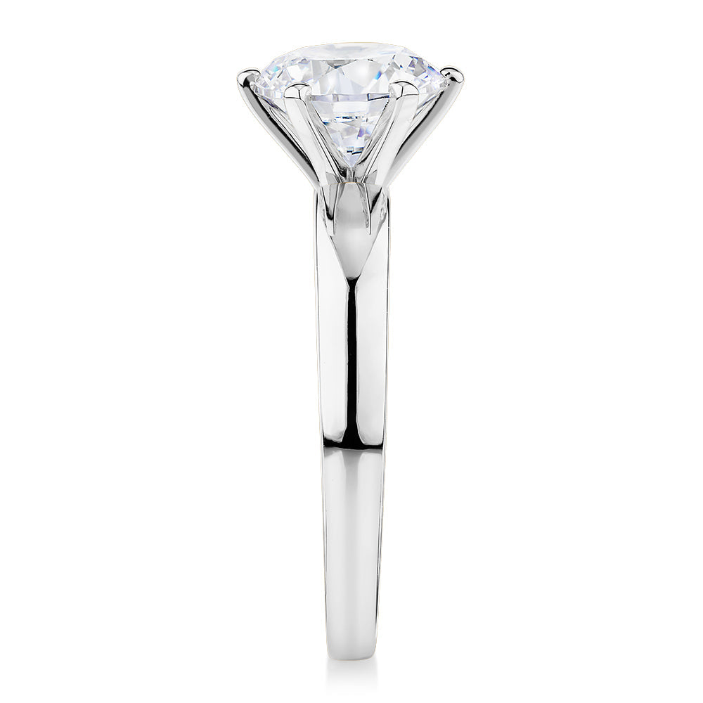 Signature Simulant Diamond 2.00 carat* round brilliant solitaire engagement ring in 10 carat white gold