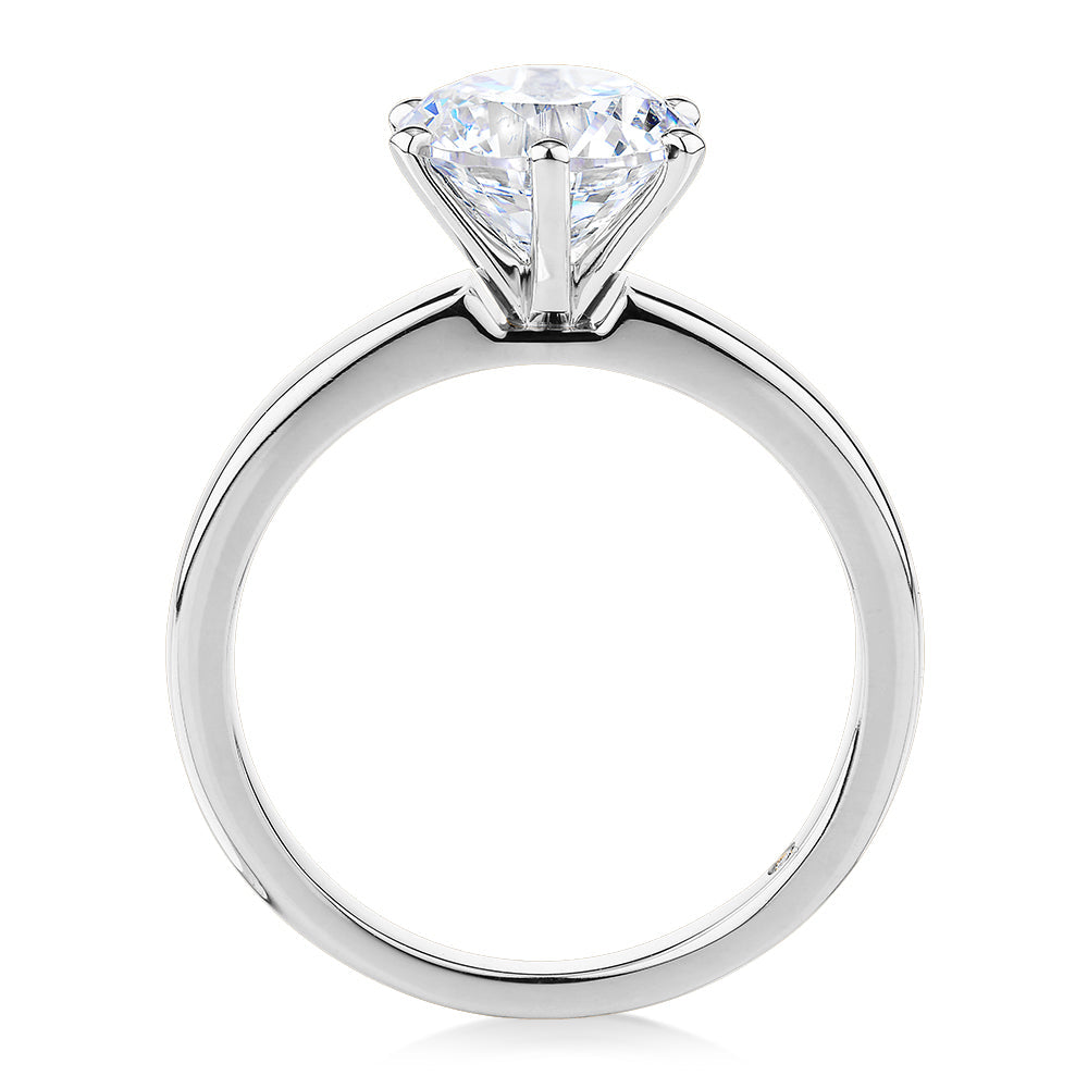 Signature Simulant Diamond 2.00 carat* round brilliant solitaire engagement ring in 10 carat white gold