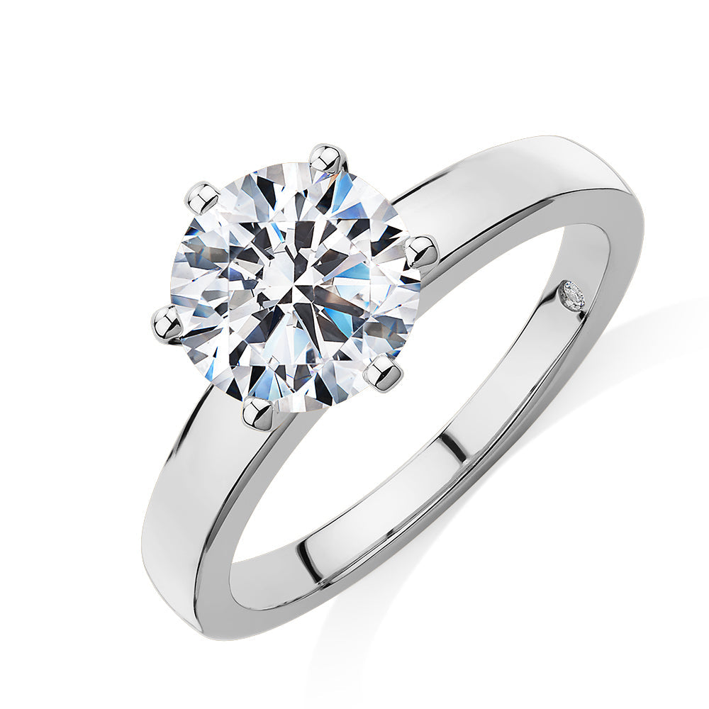 Signature Simulant Diamond 2.00 carat* round brilliant solitaire engagement ring in 10 carat white gold