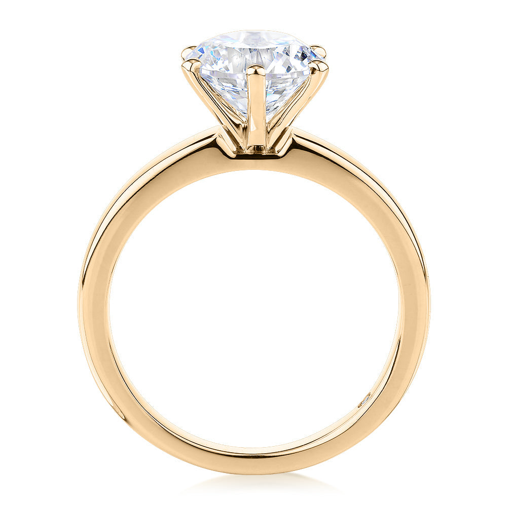 Signature Simulant Diamond 2.00 carat* round brilliant solitaire engagement ring in 10 carat yellow gold
