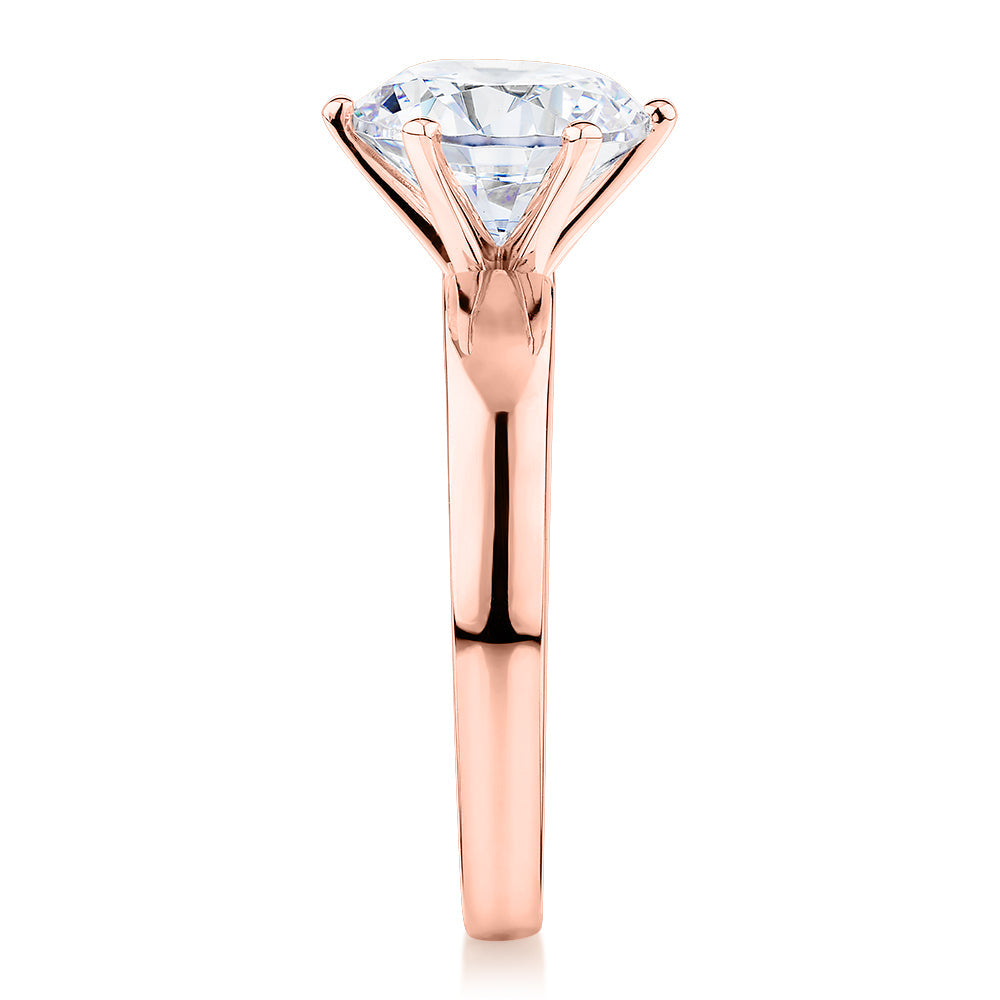Signature Simulant Diamond 3.00 carat* round brilliant solitaire engagement ring in 14 carat rose gold