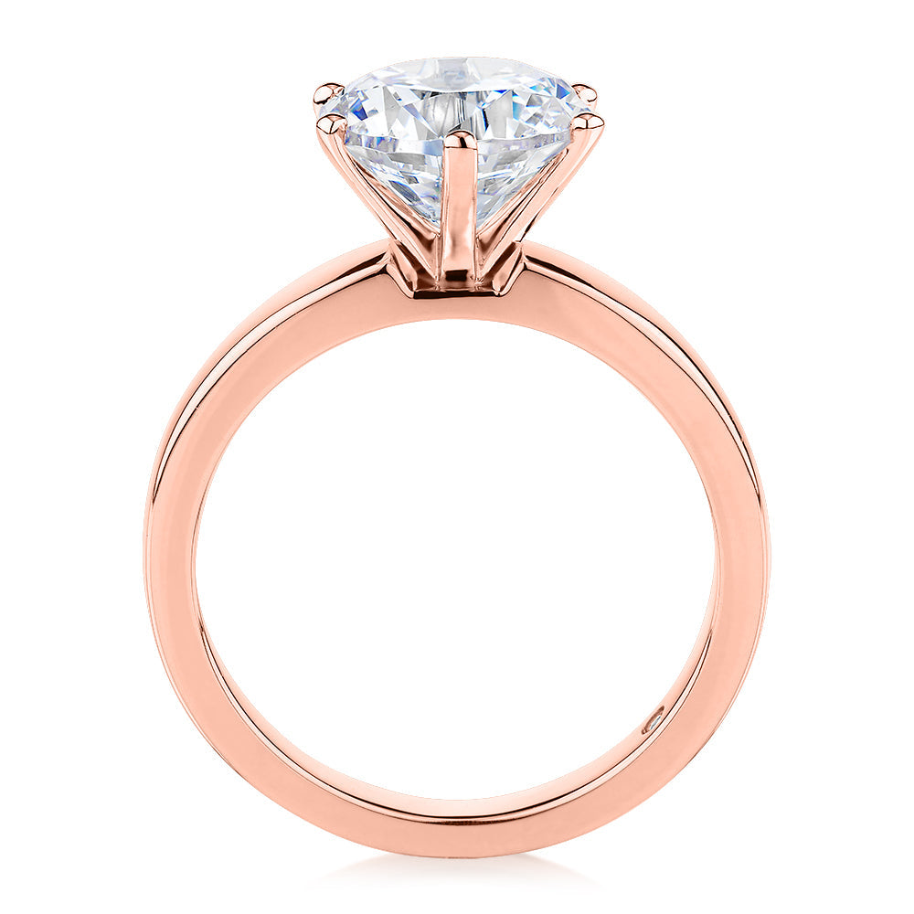 Signature Simulant Diamond 3.00 carat* round brilliant solitaire engagement ring in 14 carat rose gold