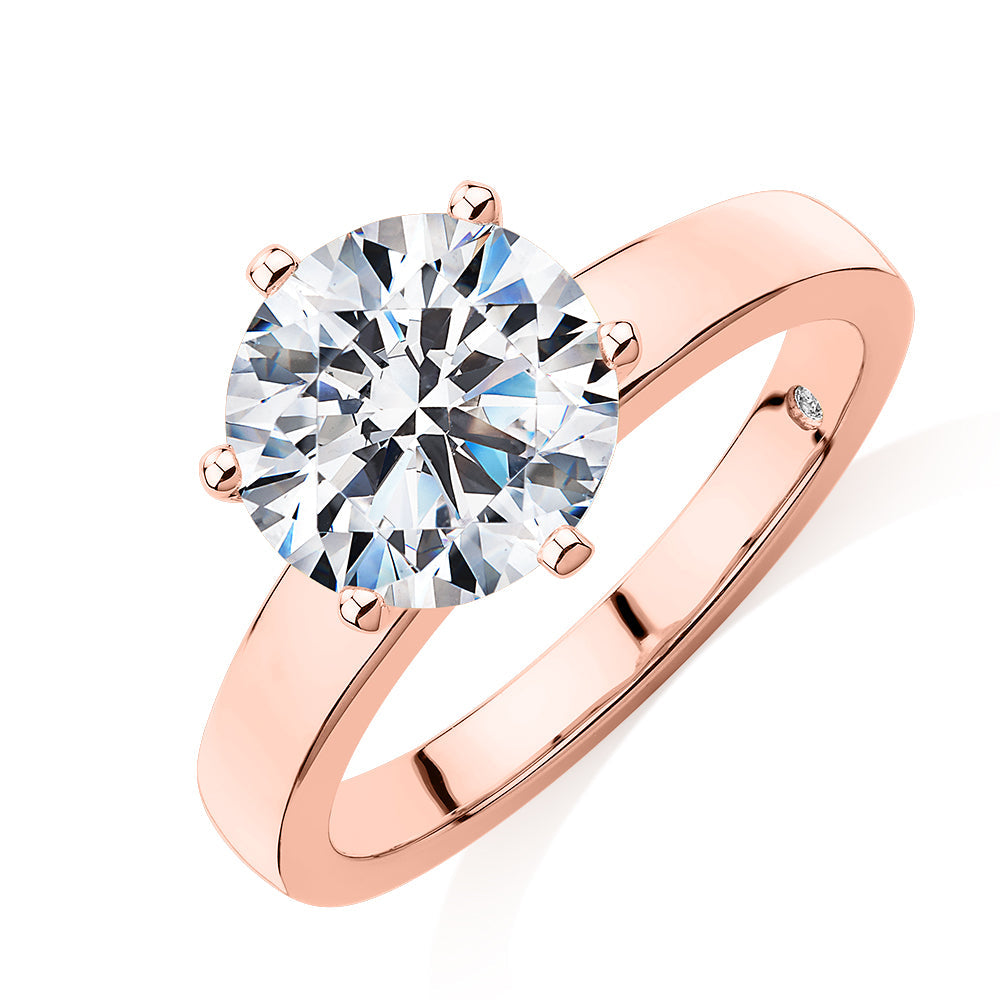 Signature Simulant Diamond 3.00 carat* round brilliant solitaire engagement ring in 14 carat rose gold