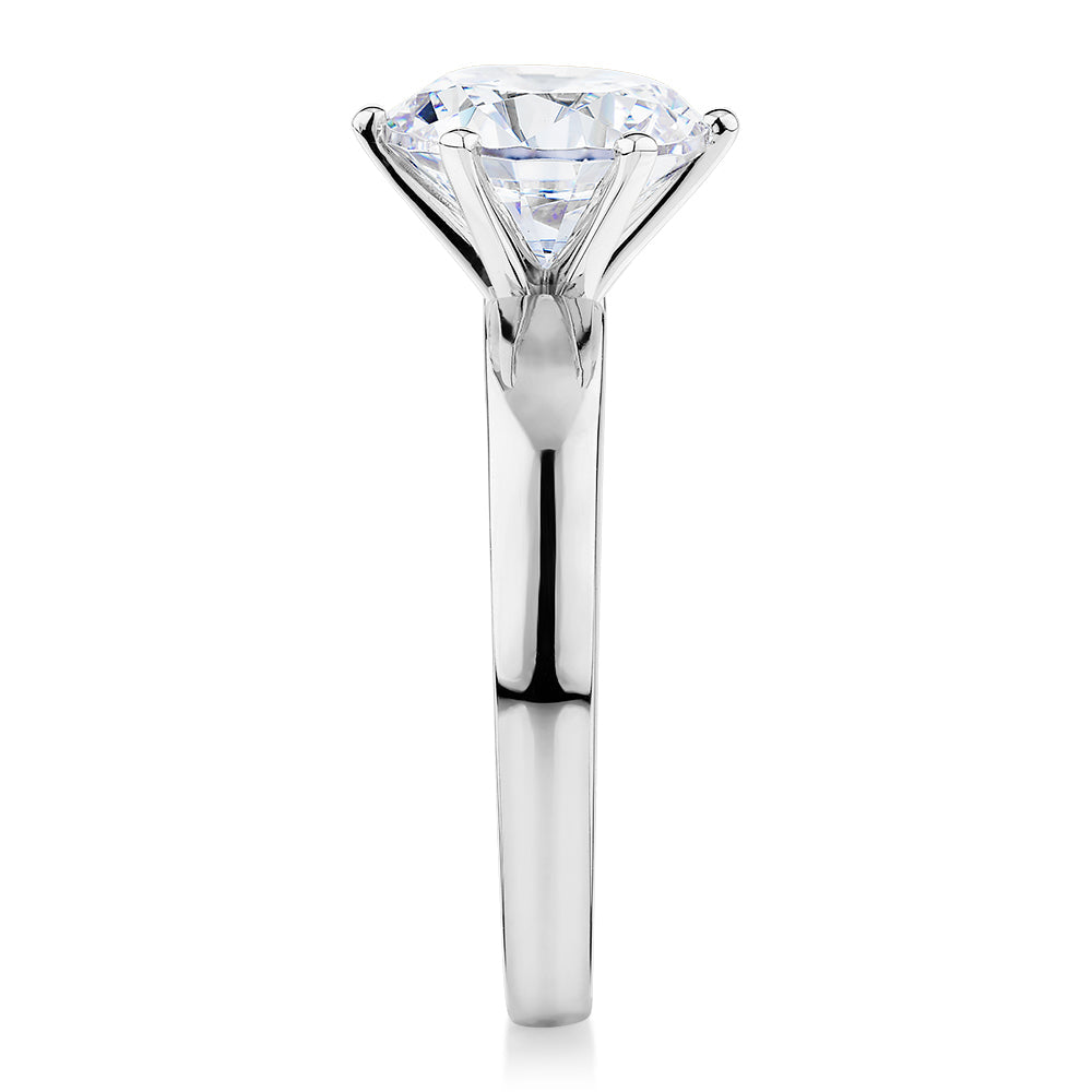 Signature Simulant Diamond 3.00 carat* round brilliant solitaire engagement ring in 10 carat white gold