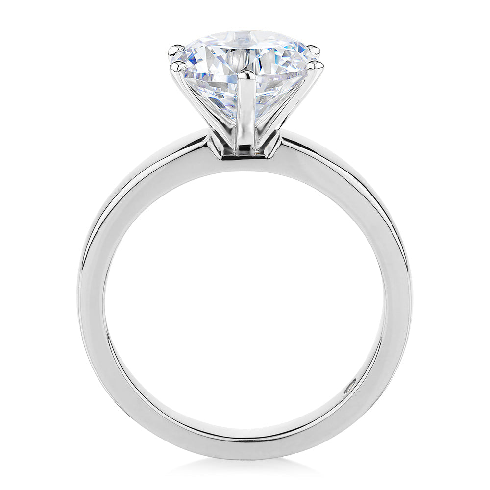 Signature Simulant Diamond 3.00 carat* round brilliant solitaire engagement ring in 10 carat white gold