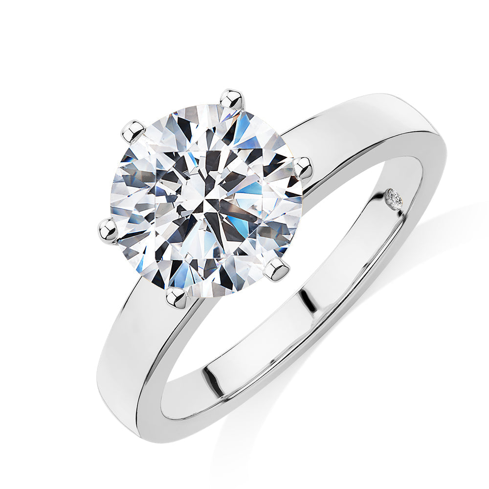 Signature Simulant Diamond 3.00 carat* round brilliant solitaire engagement ring in 10 carat white gold