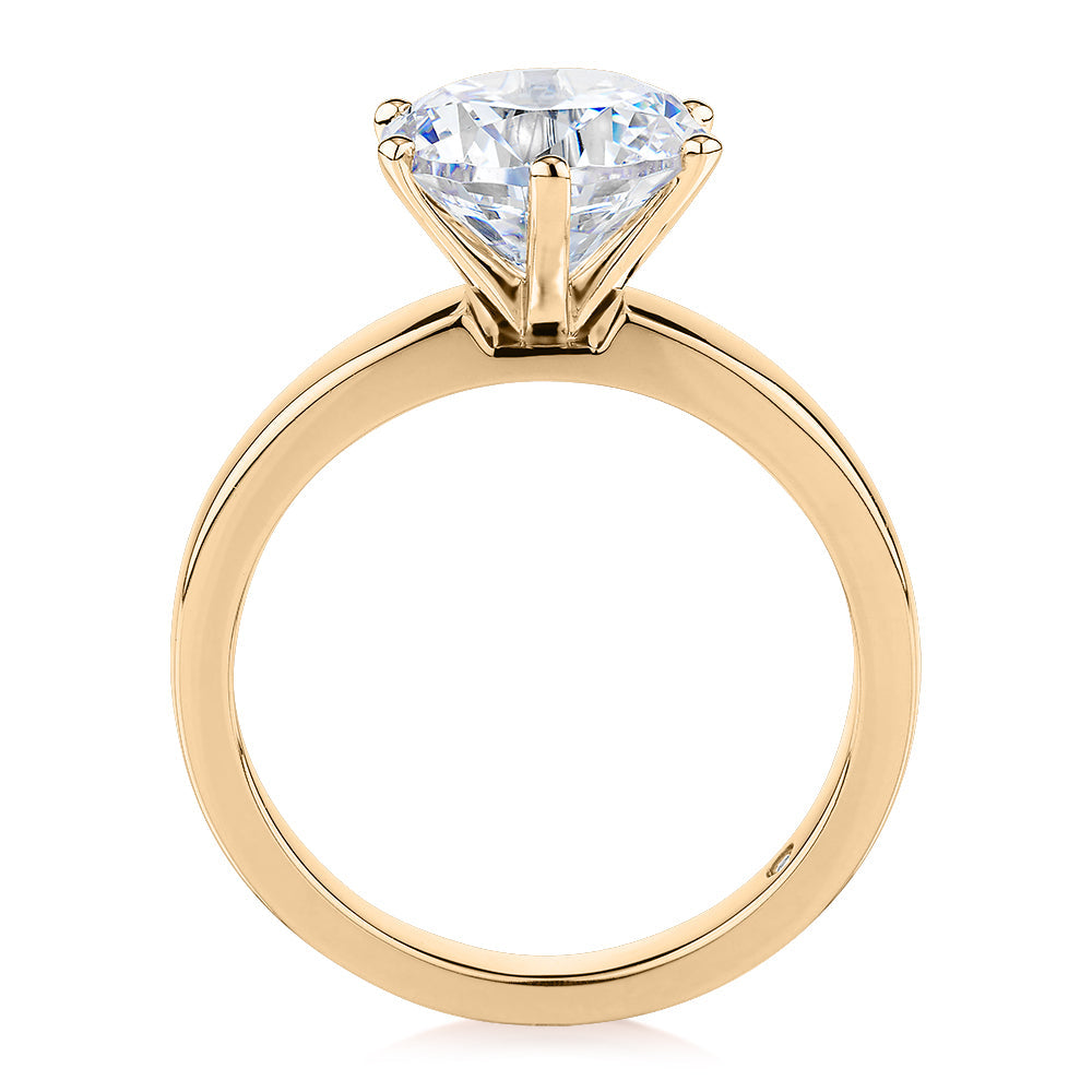 Signature Simulant Diamond 3.00 carat* round brilliant solitaire engagement ring in 10 carat yellow gold