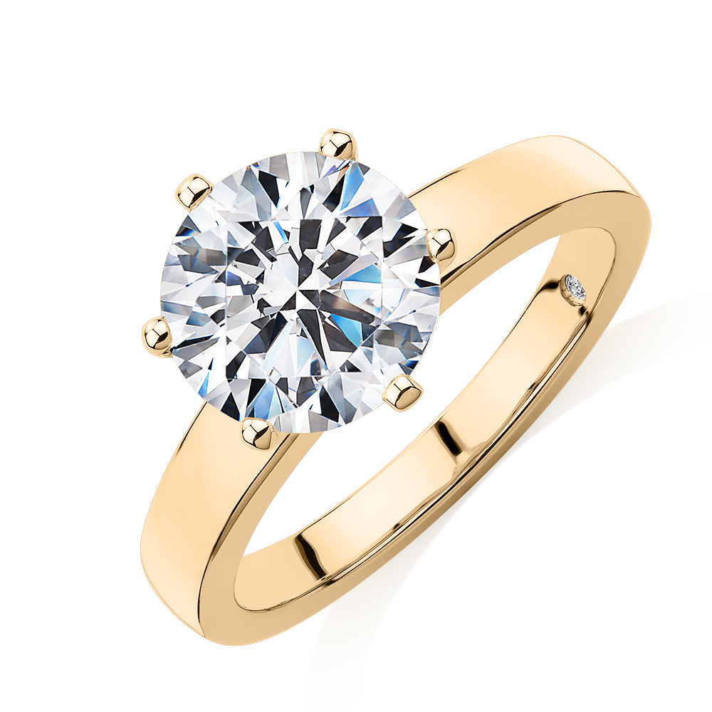 Signature Simulant Diamond 3.00 carat* round brilliant solitaire engagement ring in 10 carat yellow gold