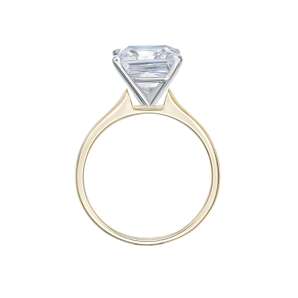 Princess Cut solitaire engagement ring with 3 carat* diamond simulant in 14 carat yellow and white gold