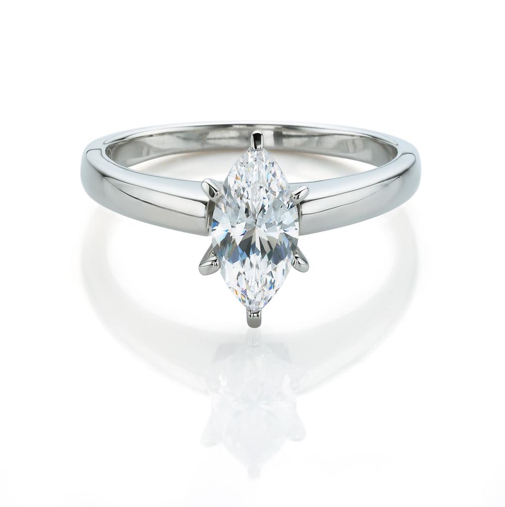 Marquise Cut Solitaire Engagement Ring in White Gold
