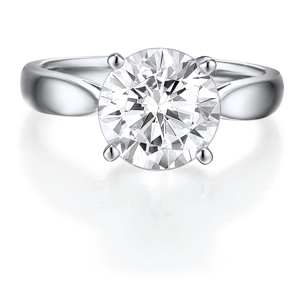 Round Brilliant solitaire engagement ring with 3.05 carat* diamond simulant in 10 carat white gold