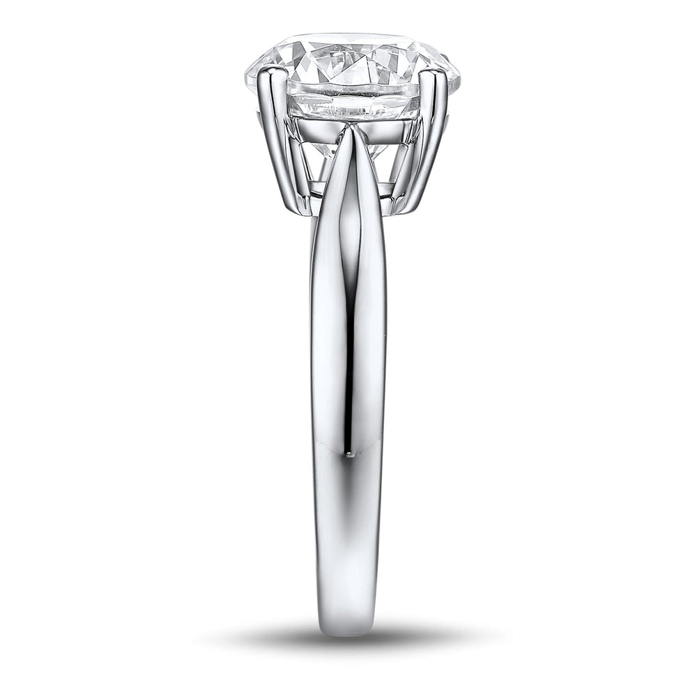 Round Brilliant solitaire engagement ring with 3.05 carat* diamond simulant in 10 carat white gold