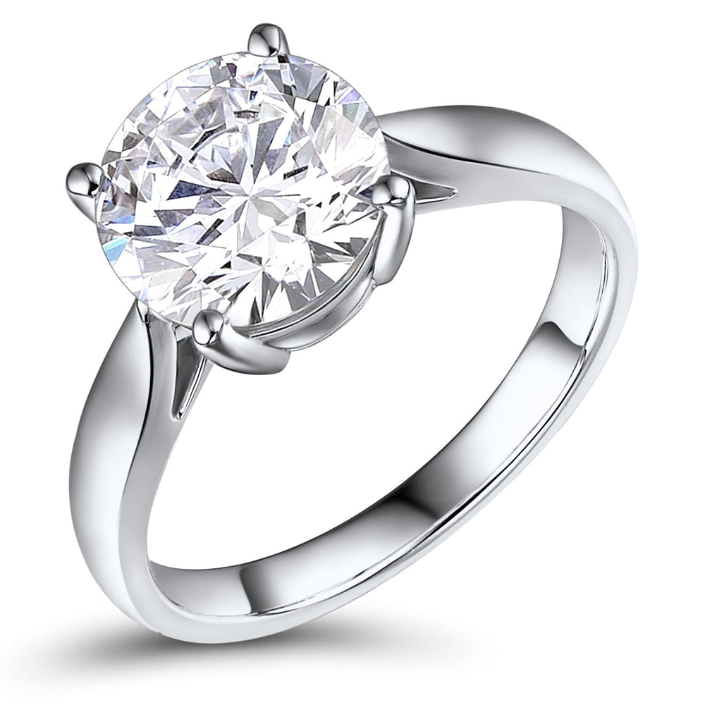 Round Brilliant solitaire engagement ring with 3.05 carat* diamond simulant in 10 carat white gold