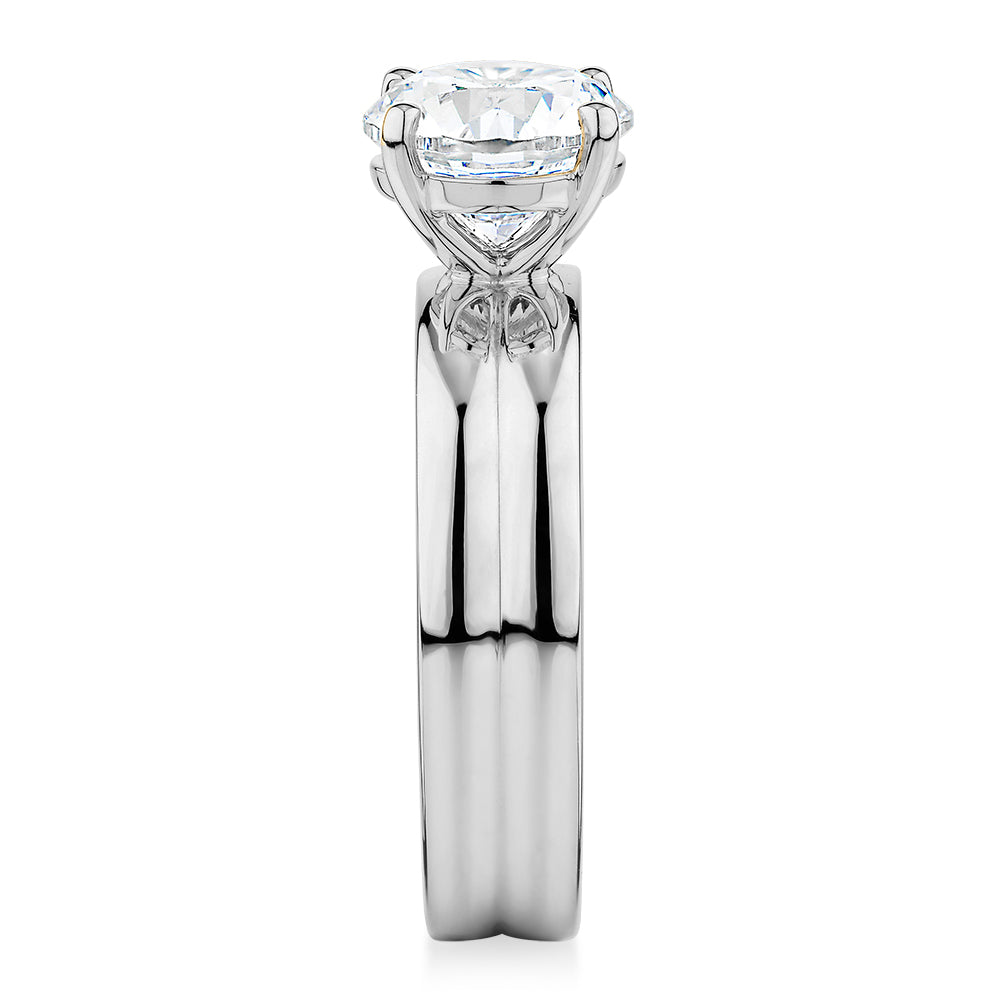 Signature Simulant Diamond 2.00 carat* round brilliant solitaire engagement ring in 10 carat white gold