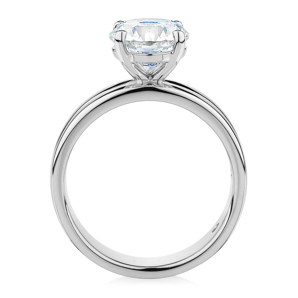 Signature Simulant Diamond 2.00 carat* round brilliant solitaire engagement ring in 10 carat white gold