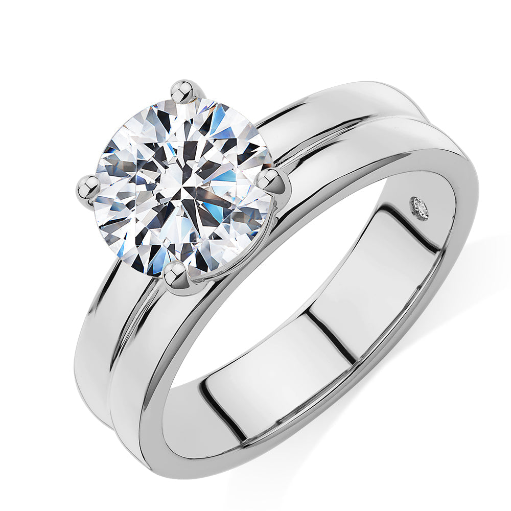 Signature Simulant Diamond 2.00 carat* round brilliant solitaire engagement ring in 10 carat white gold