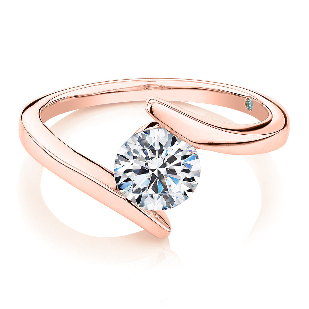 Premium Certified Lab-Grown Diamond, 1.00 carat round brilliant solitaire engagement ring in 10 carat rose gold