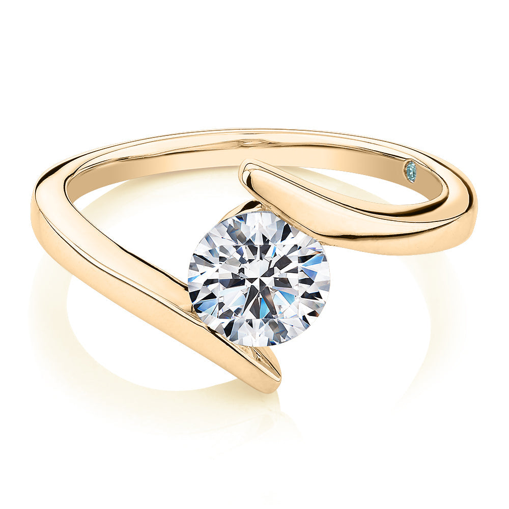 Premium Certified Lab-Grown Diamond, 1.00 carat round brilliant solitaire engagement ring in 10 carat yellow gold