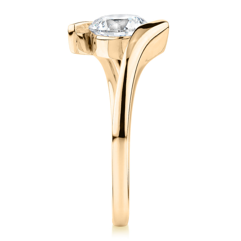 Signature Simulant Diamond 1.00 carat* round brilliant solitaire engagement ring in 10 carat yellow gold
