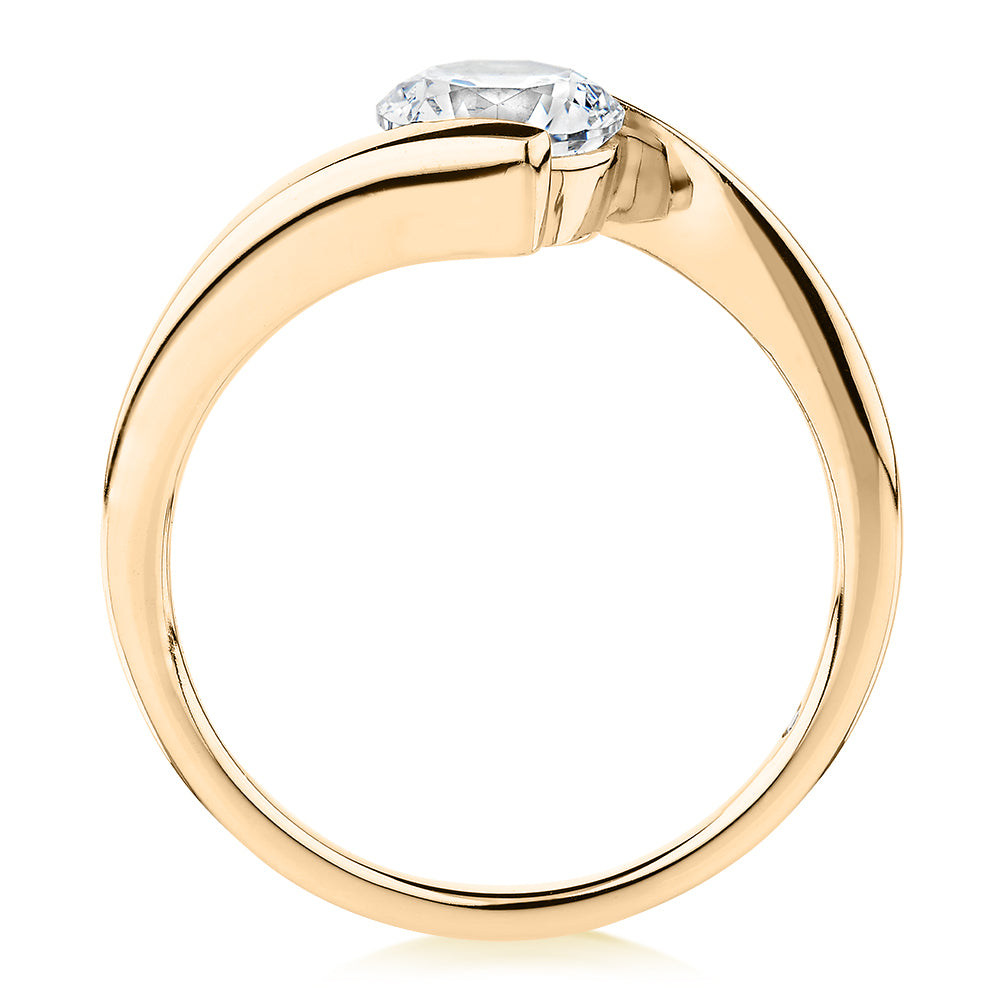 Signature Simulant Diamond 1.00 carat* round brilliant solitaire engagement ring in 10 carat yellow gold