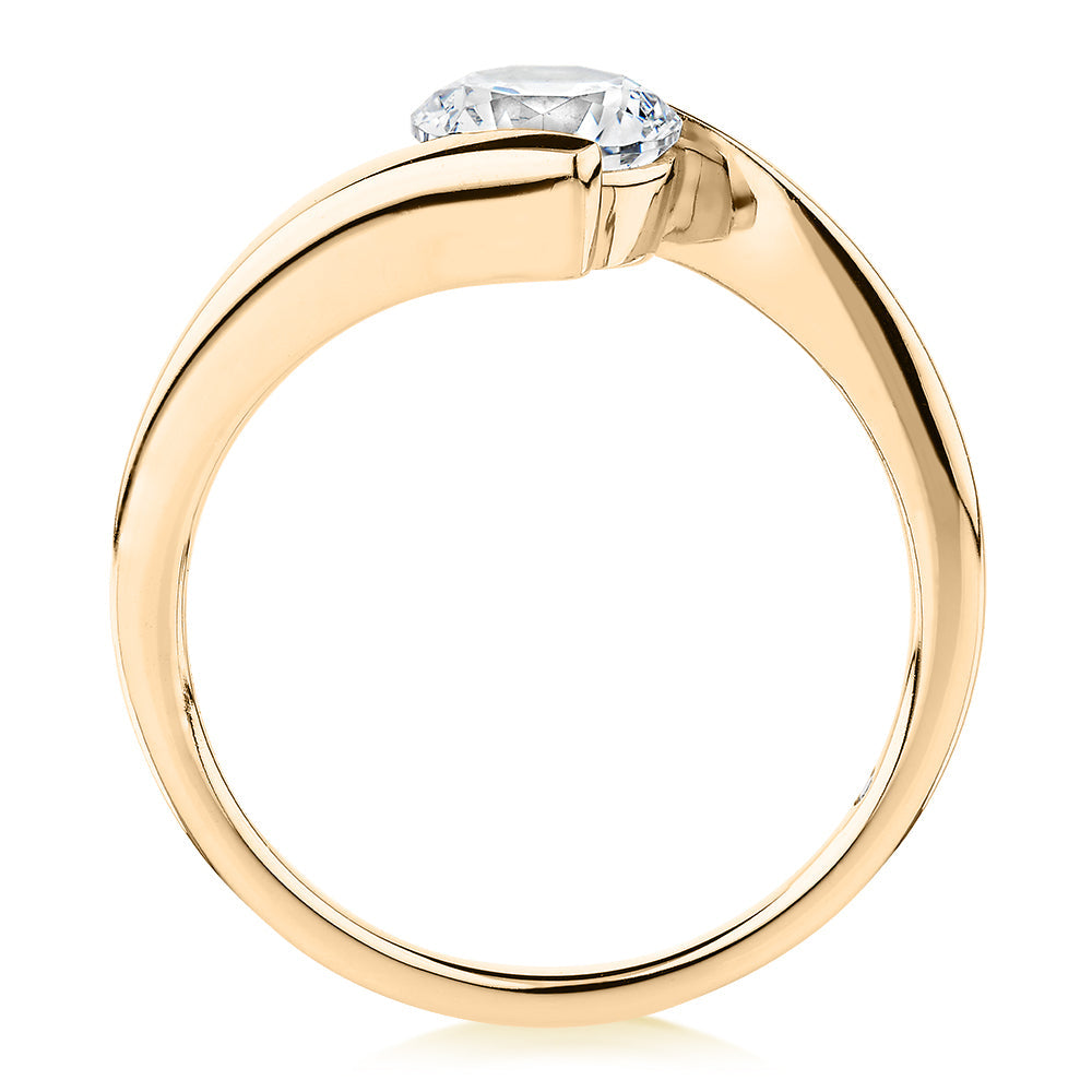 Signature Simulant Diamond 1.00 carat* round brilliant solitaire engagement ring in 10 carat yellow gold