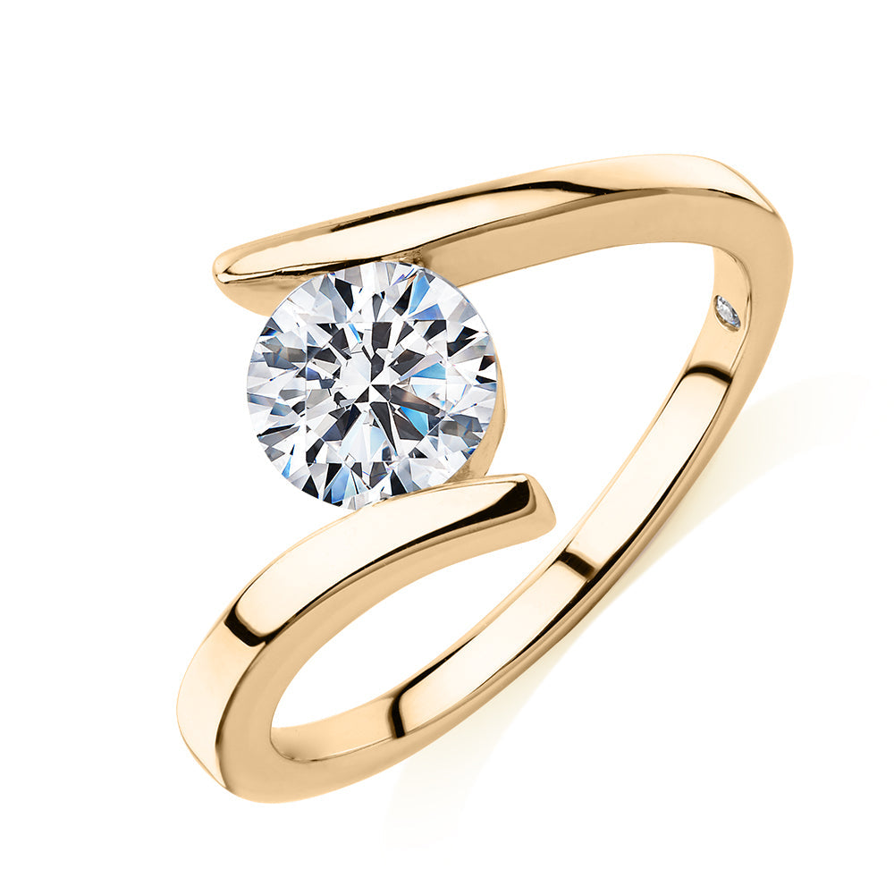 Signature Simulant Diamond 1.00 carat* round brilliant solitaire engagement ring in 10 carat yellow gold
