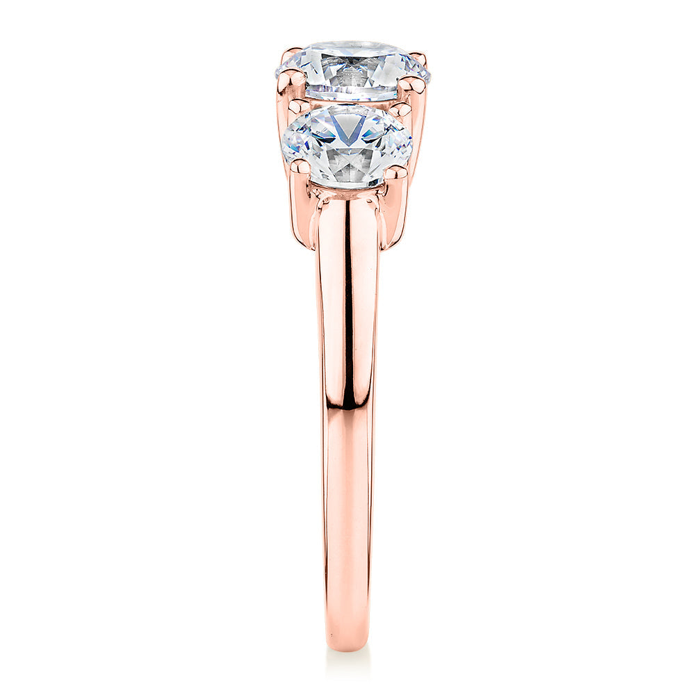 Premium Certified Lab-Grown Diamond 2.00 carat TW round brilliant cut three stone engagement ring in 10 carat rose gold
