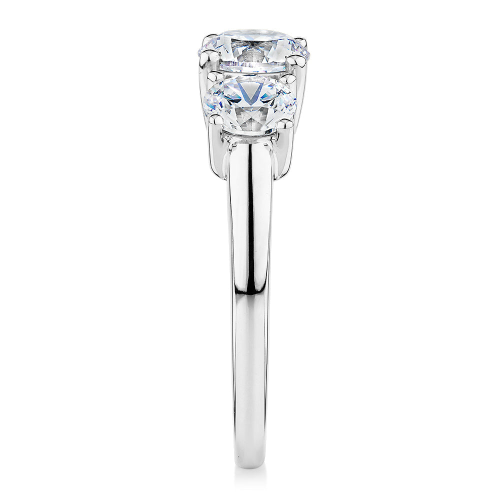 Premium Certified Lab-Grown Diamond 2.00 carat TW round brilliant cut three stone engagement ring in 10 carat white gold