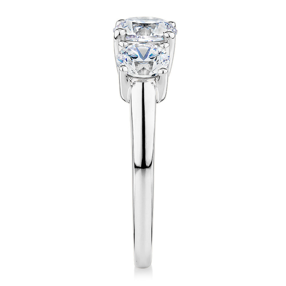 Signature Simulant Diamond 2.00 carat* TW round brilliant cut three stone engagement ring in 10 carat white gold