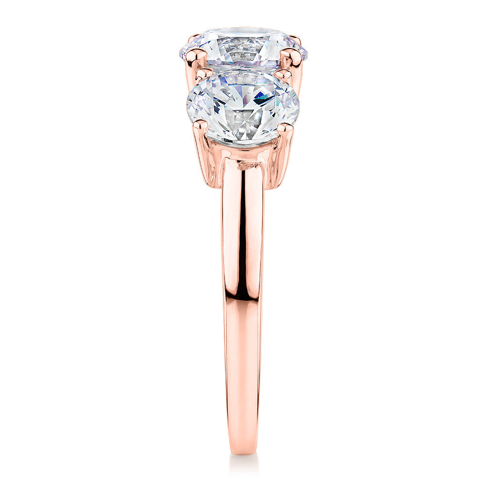 Premium Certified Lab-Grown Diamond 3.70 carat TW round brilliant cut three stone engagement ring in 10 carat rose gold