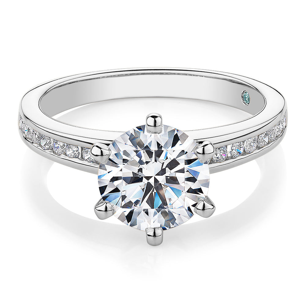 Premium Certified Lab-Grown Diamond 2.17 carat TW round brilliant shouldered engagement ring in 14 carat white gold