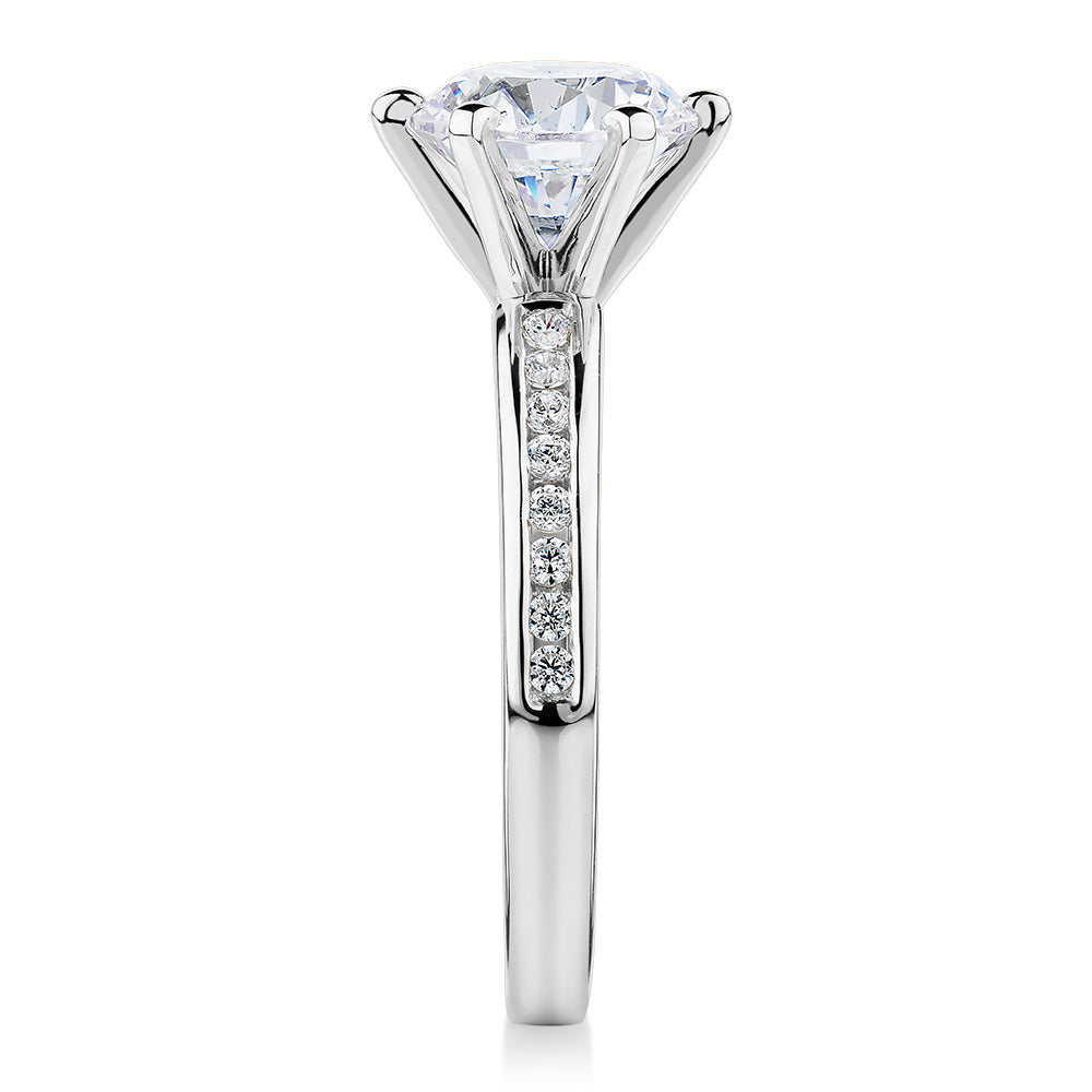 Premium Certified Lab-Grown Diamond 2.17 carat TW round brilliant shouldered engagement ring in 14 carat white gold
