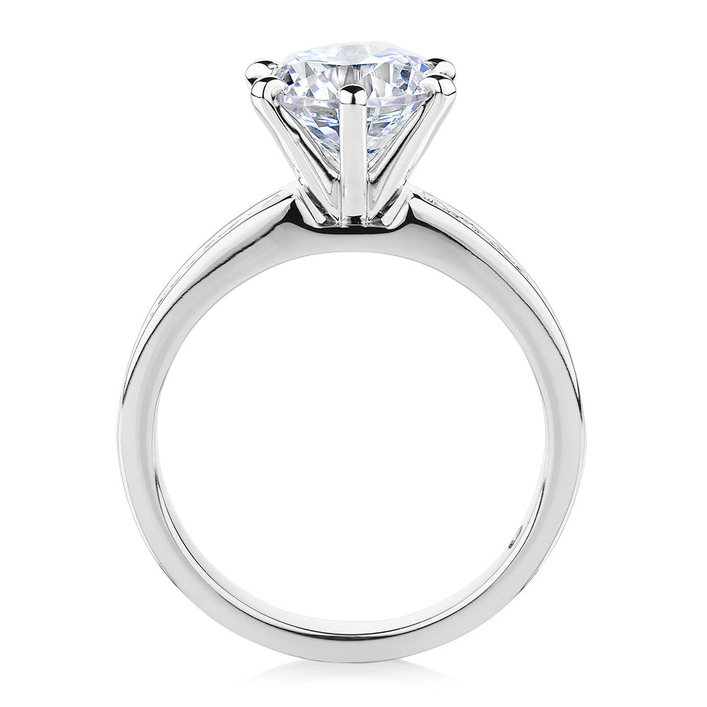 Signature Simulant Diamond 2.17 carat* TW round brilliant shouldered engagement ring in 10 carat white gold