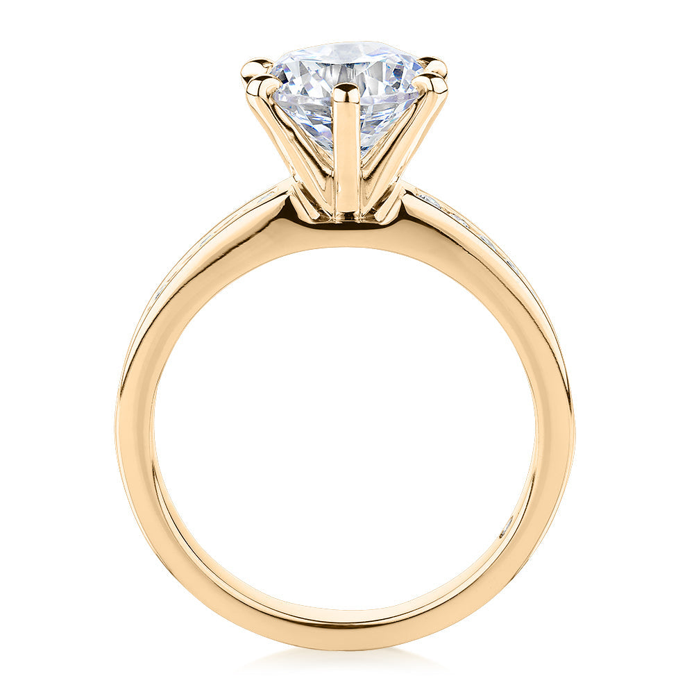 Signature Simulant Diamond 2.17 carat* TW round brilliant shouldered engagement ring in 10 carat yellow gold