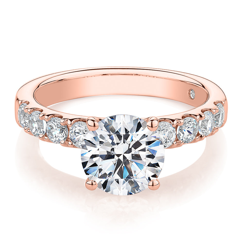Signature Simulant Diamond 2.62 carat* TW round brilliant shouldered engagement ring in 10 carat rose gold