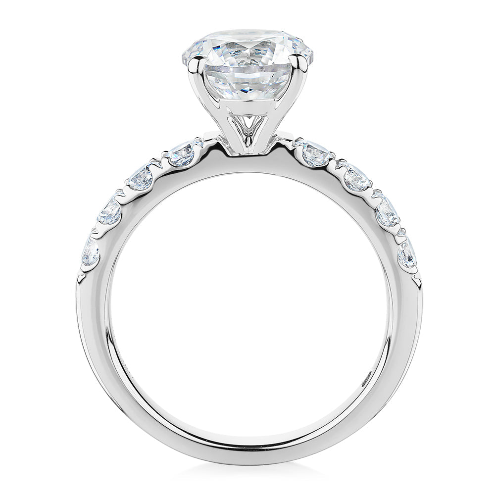 Signature Simulant Diamond 2.62 carat* TW round brilliant shouldered engagement ring in 10 carat white gold