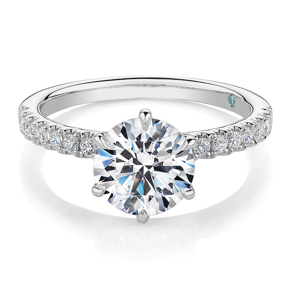 Premium Certified Lab-Grown Diamond, 2.22 carat TW round brilliant shouldered engagement ring in 14