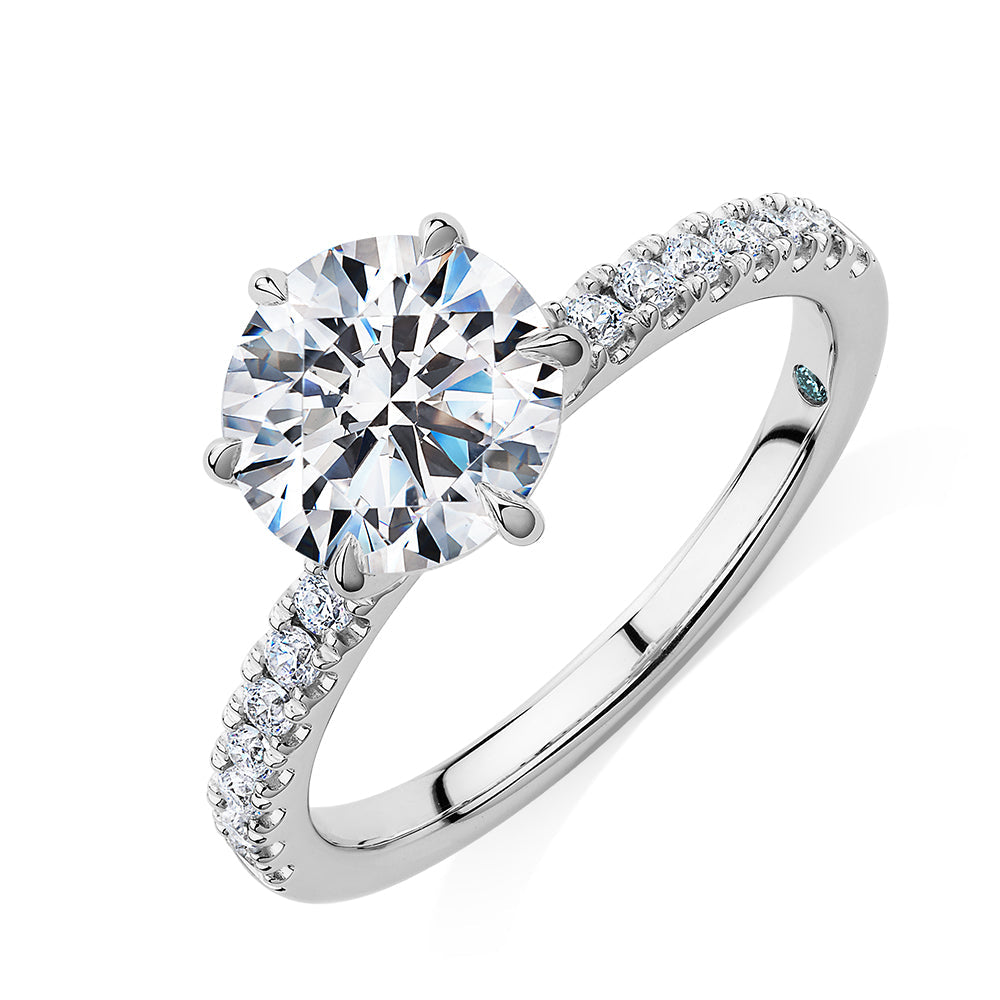 Premium Certified Lab-Grown Diamond, 2.22 carat TW round brilliant shouldered engagement ring in 14