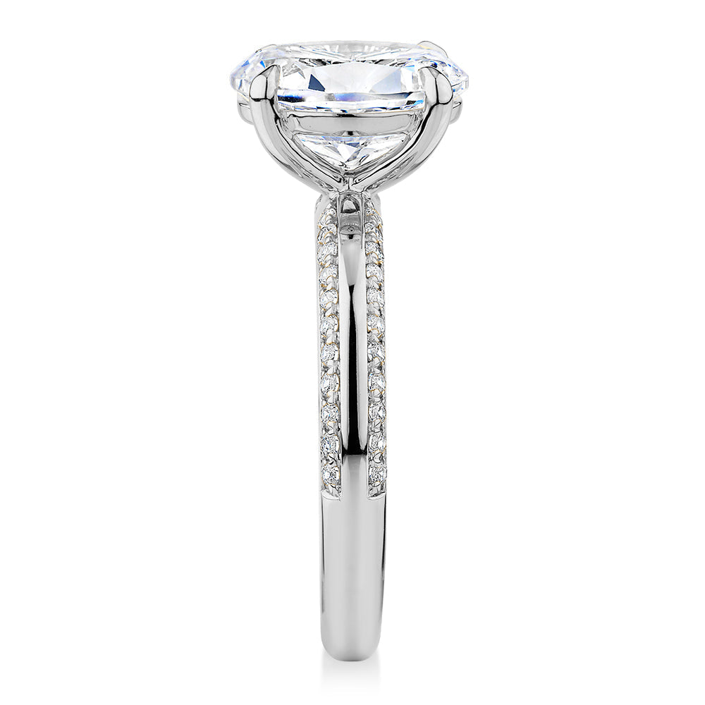 Premium Certified Lab-Grown Diamond 2.24 carat TW oval cut shouldered engagement ring in 14 carat white gold