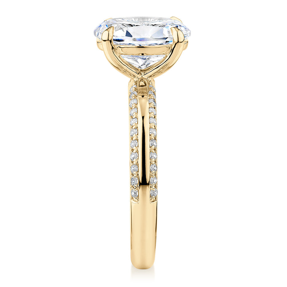 Premium Certified Lab-Grown Diamond, 2.24 carat TW oval and round brilliant shouldered engagement ri