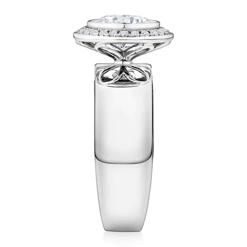 Certified Lab-Grown Diamond, 2.37 carat TW round brilliant halo ring in 10 carat white gold