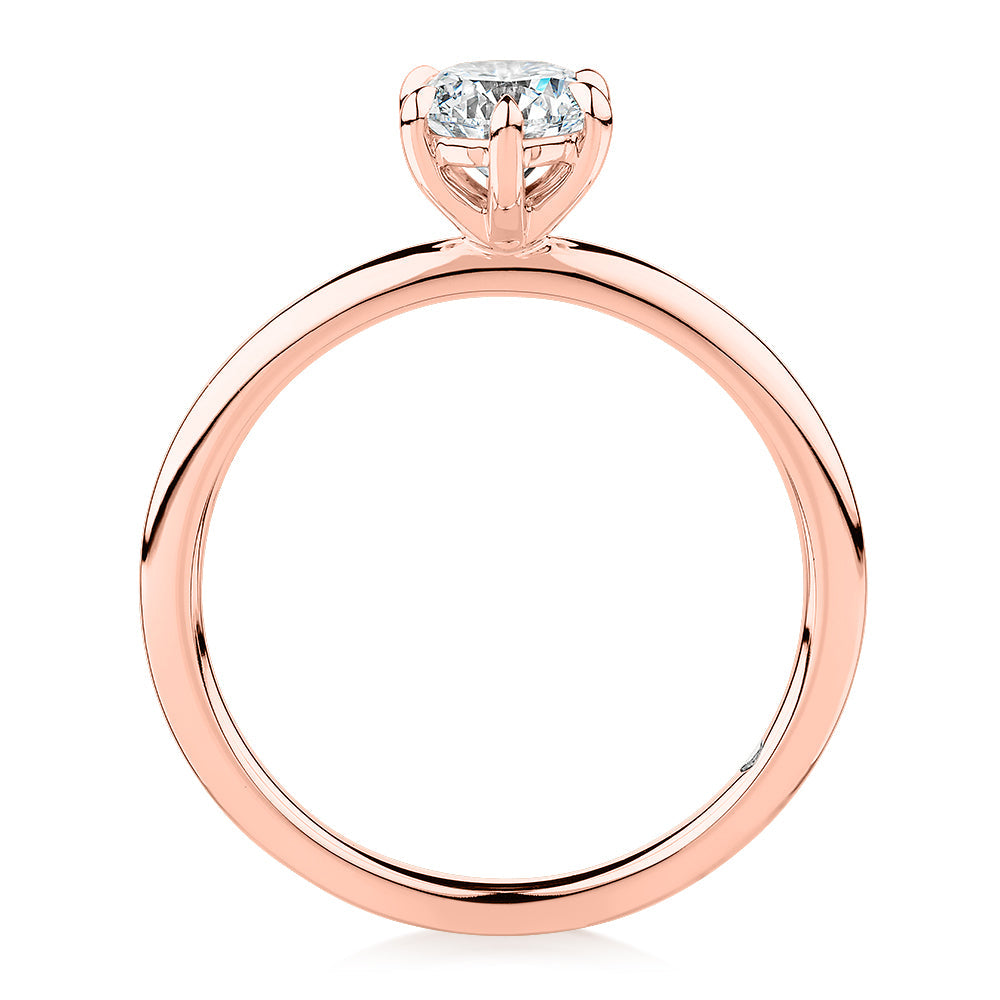 Signature Simulant Diamond 0.70 carat* round brilliant solitaire engagement ring in 14 carat rose gold