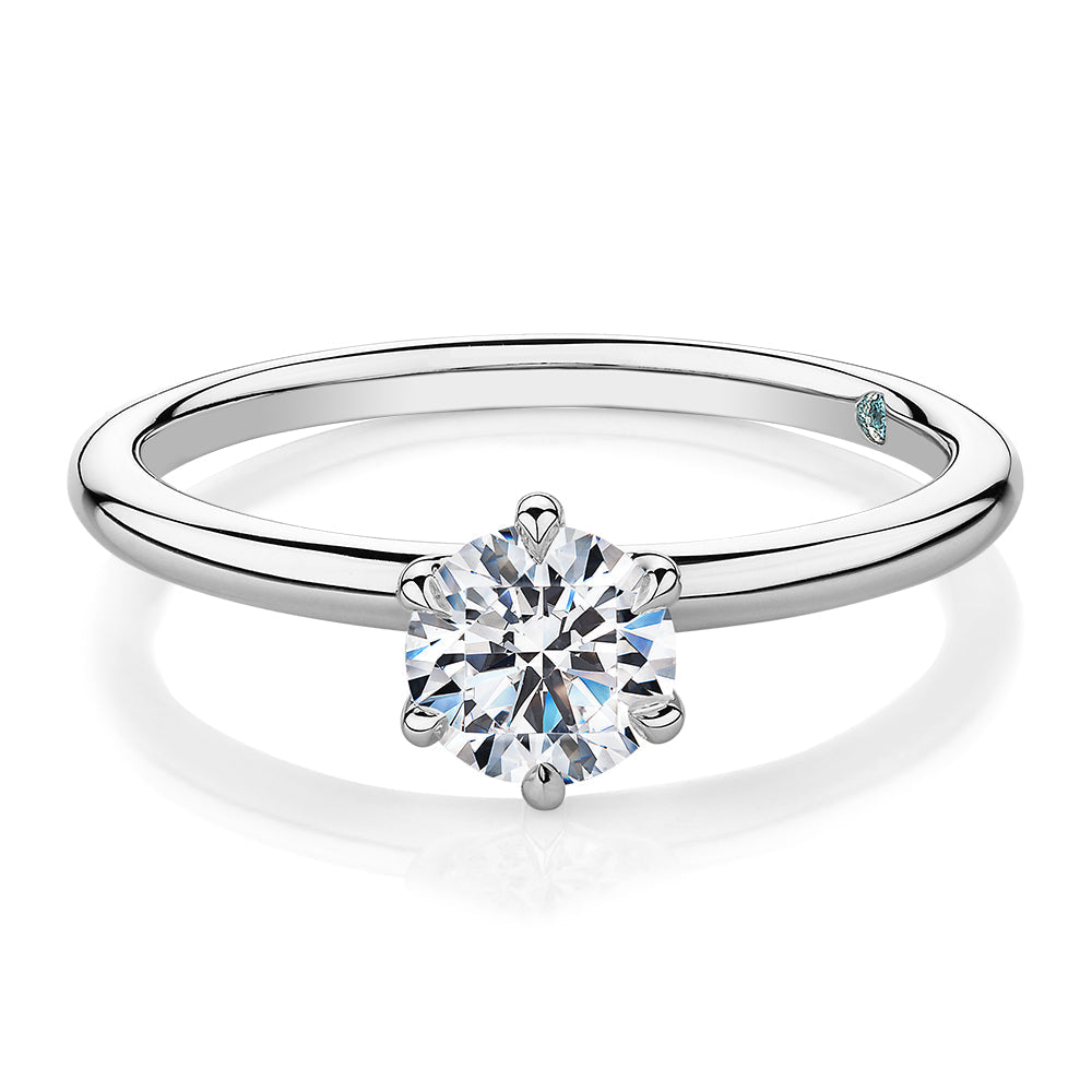Premium Certified Lab-Grown Diamond, 0.70 carat round brilliant solitaire engagement ring in 14 carat white gold