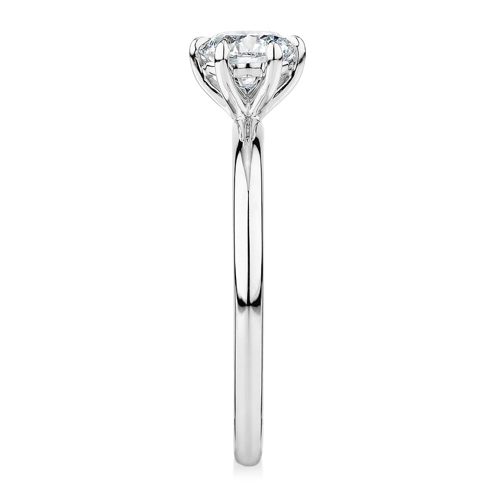Premium Certified Lab-Grown Diamond, 0.70 carat round brilliant solitaire engagement ring in 18 carat white gold