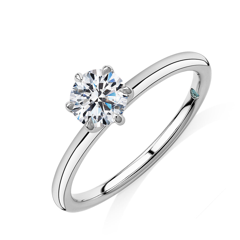 Premium Certified Lab-Grown Diamond, 0.70 carat round brilliant solitaire engagement ring in platinum