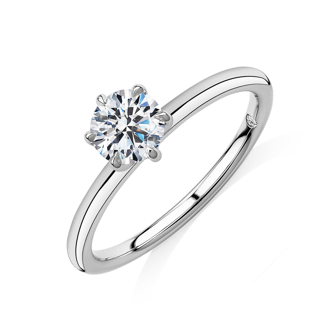 Signature Simulant Diamond 0.70 carat* round brilliant solitaire engagement ring in 10 carat white gold